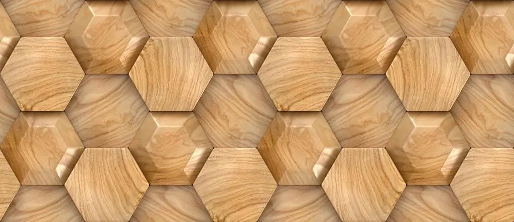 Фотообои в интерьере 3д деревянные соты  10-821 фото