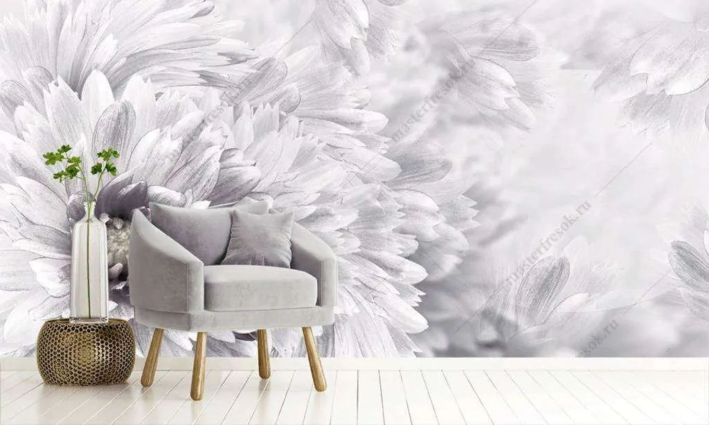 Фотообои в интерьере хризантема  10-865 фото