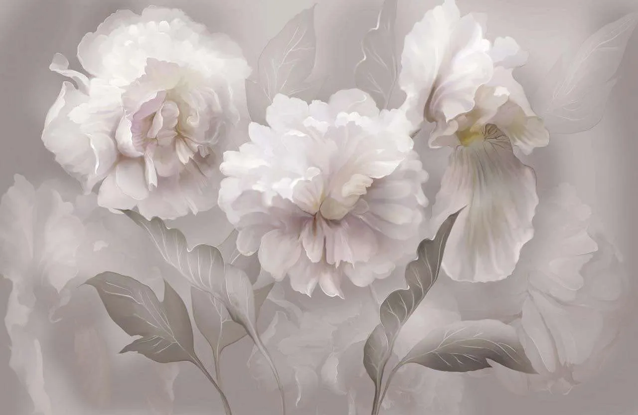 Фотообои в интерьере фреска пионы  13-486 фото