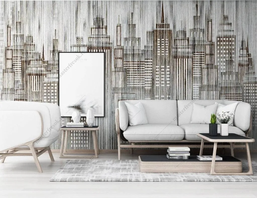 Фотообои в интерьере город в полоску  15-842 фото