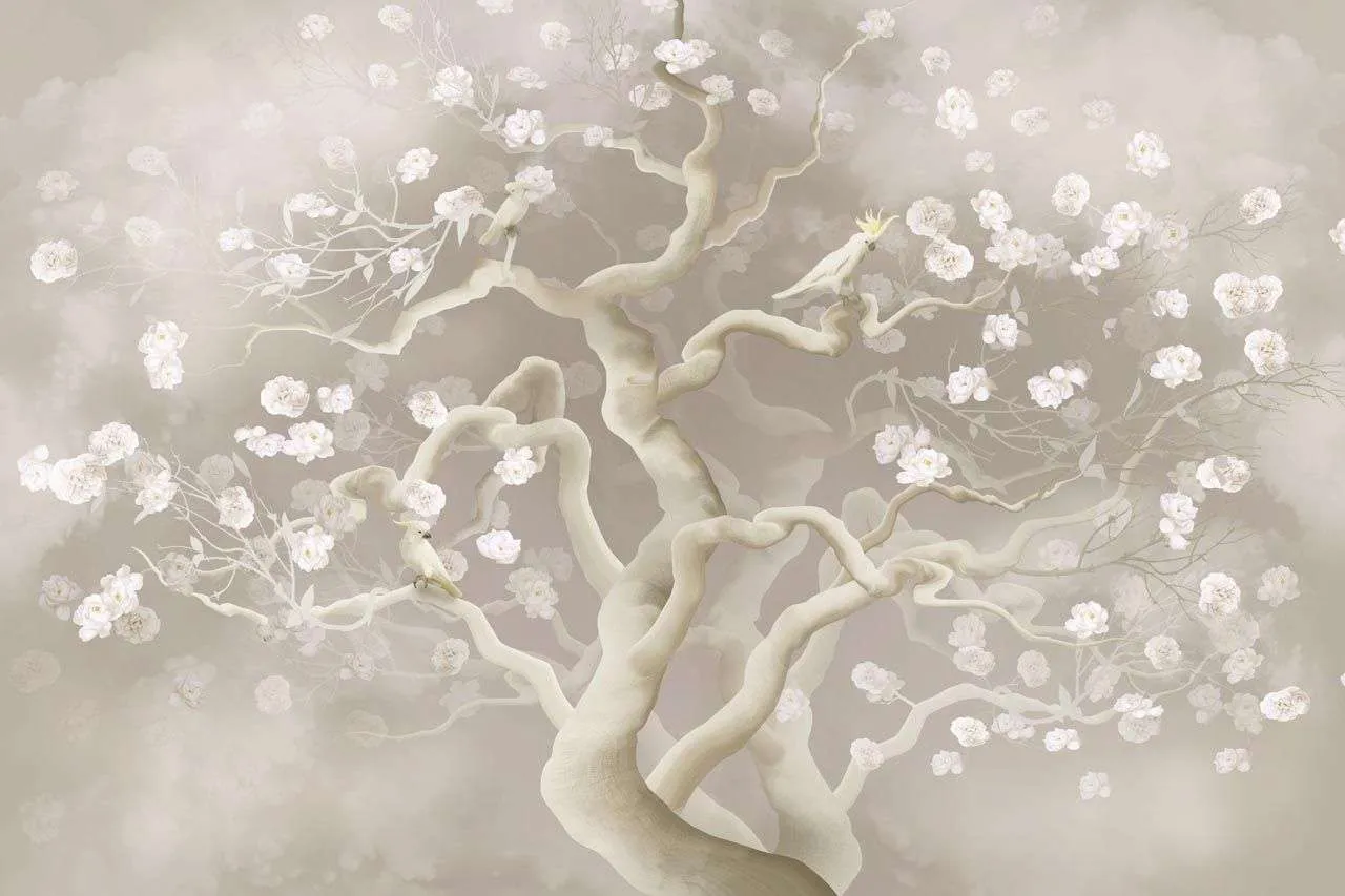 Фотообои в интерьере дерево цветущее  13-592 фото