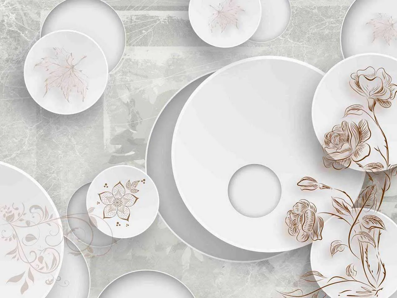 Фотообои в интерьере 3д цветы с шарами  7-840 фото