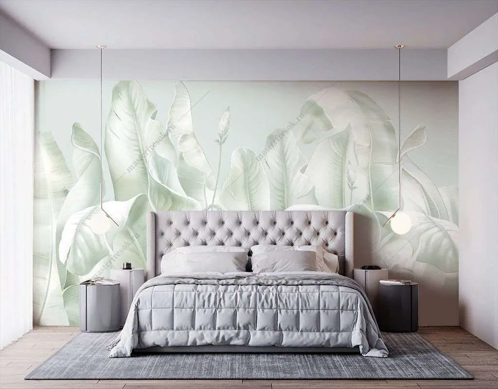 Фотообои в интерьере листья банановой пальмы  13-562 фото