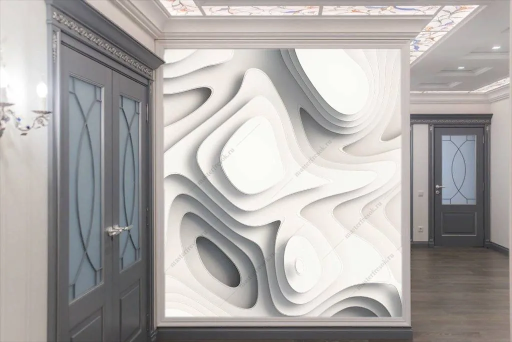 Фотообои в интерьере 3д волны  10-868 фото