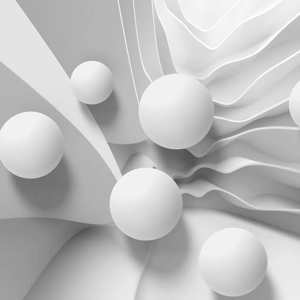 Фотообои в интерьере 3д белоснежные шары  10-785 фото