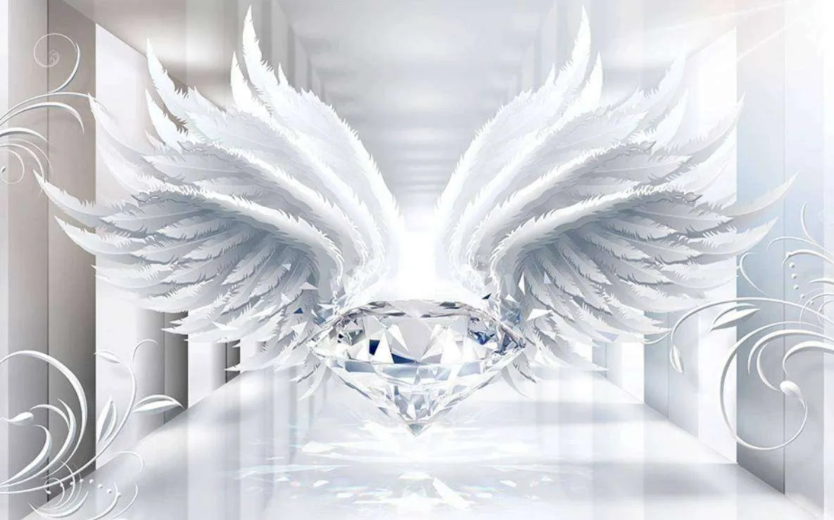 Фотообои в интерьере 3д тоннель и крылья  15-447 фото