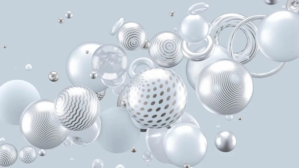 Фотообои в интерьере 3д шары на голубом фоне  10-784 фото