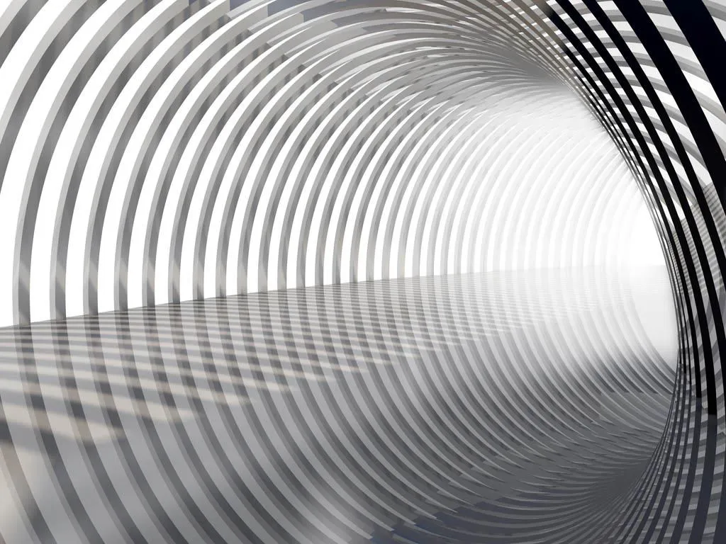 Фотообои в интерьере 3д серебряный коридор  10-824 фото