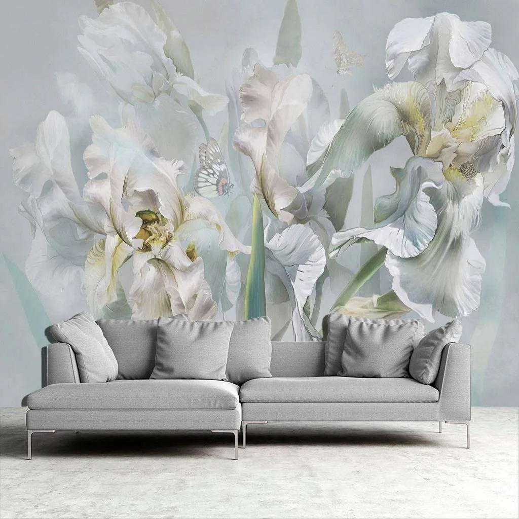 Фотообои в интерьере белые ирисы  13-178 фото