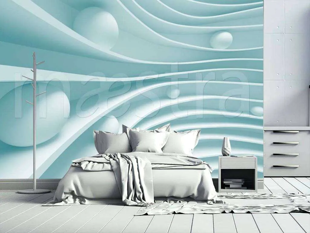 Фотообои в интерьере геометрия расширяющая пространство  10-441 фото