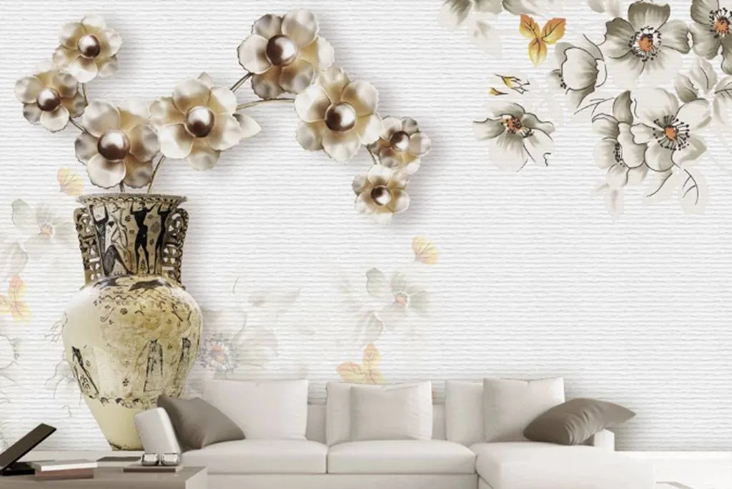 Фотообои Золотые цветы в вазе  15-803