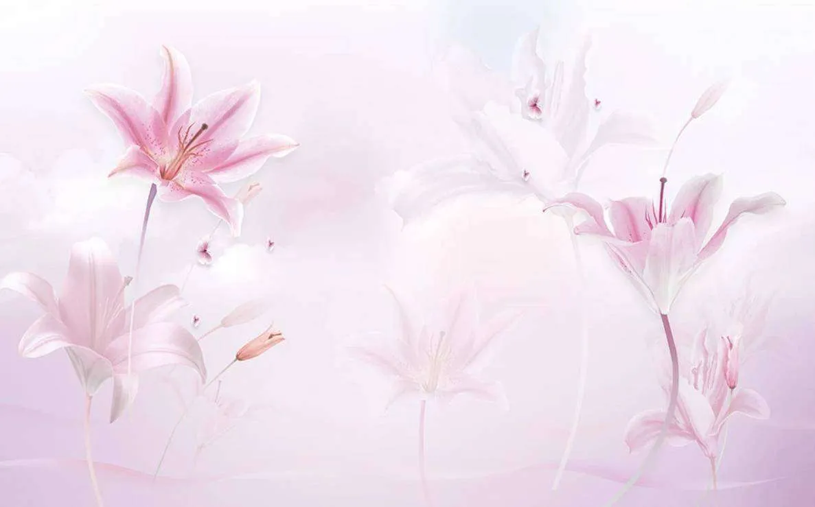 Фотообои в интерьере розовые цветы 3д  15-451 фото