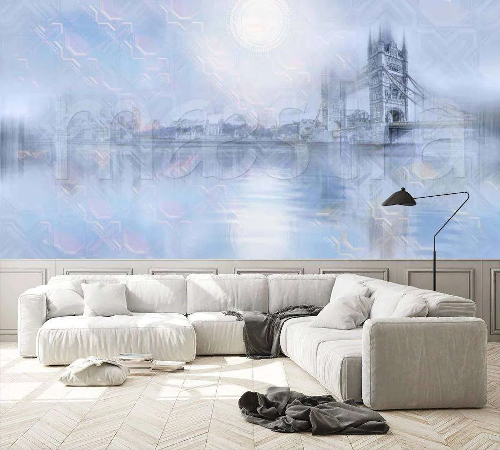 Фотообои в интерьере тауэрский мост в синих красках  7-553 фото