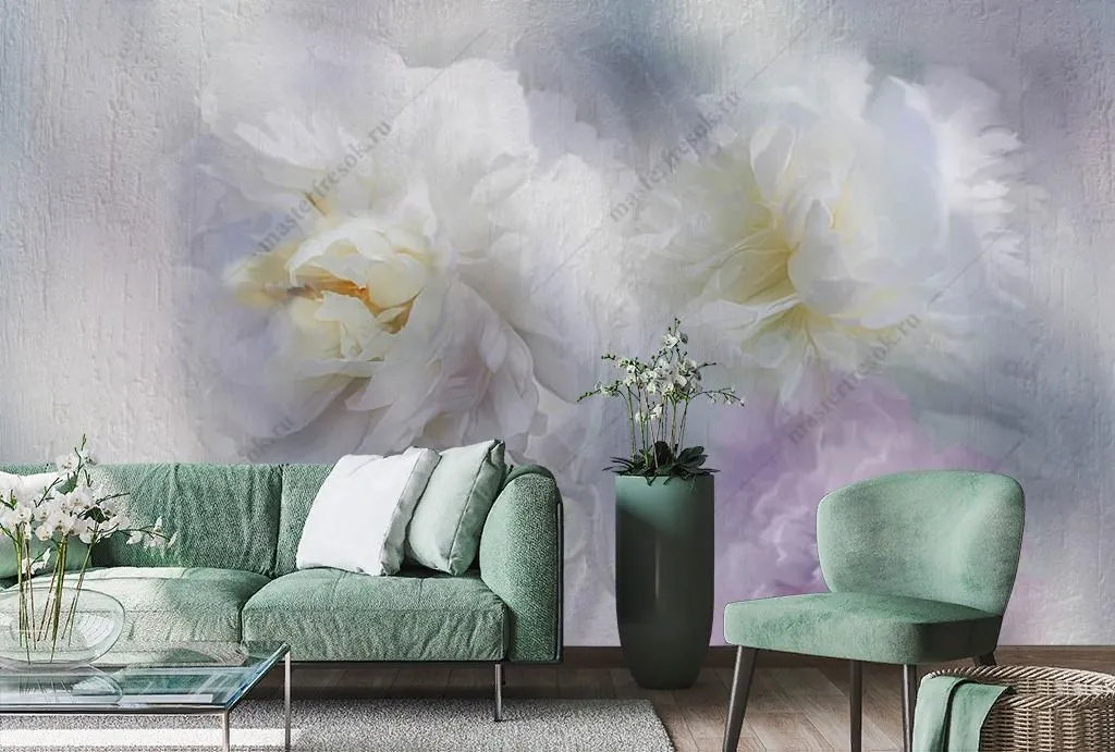 Фотообои Нежные белые пионы  13-370