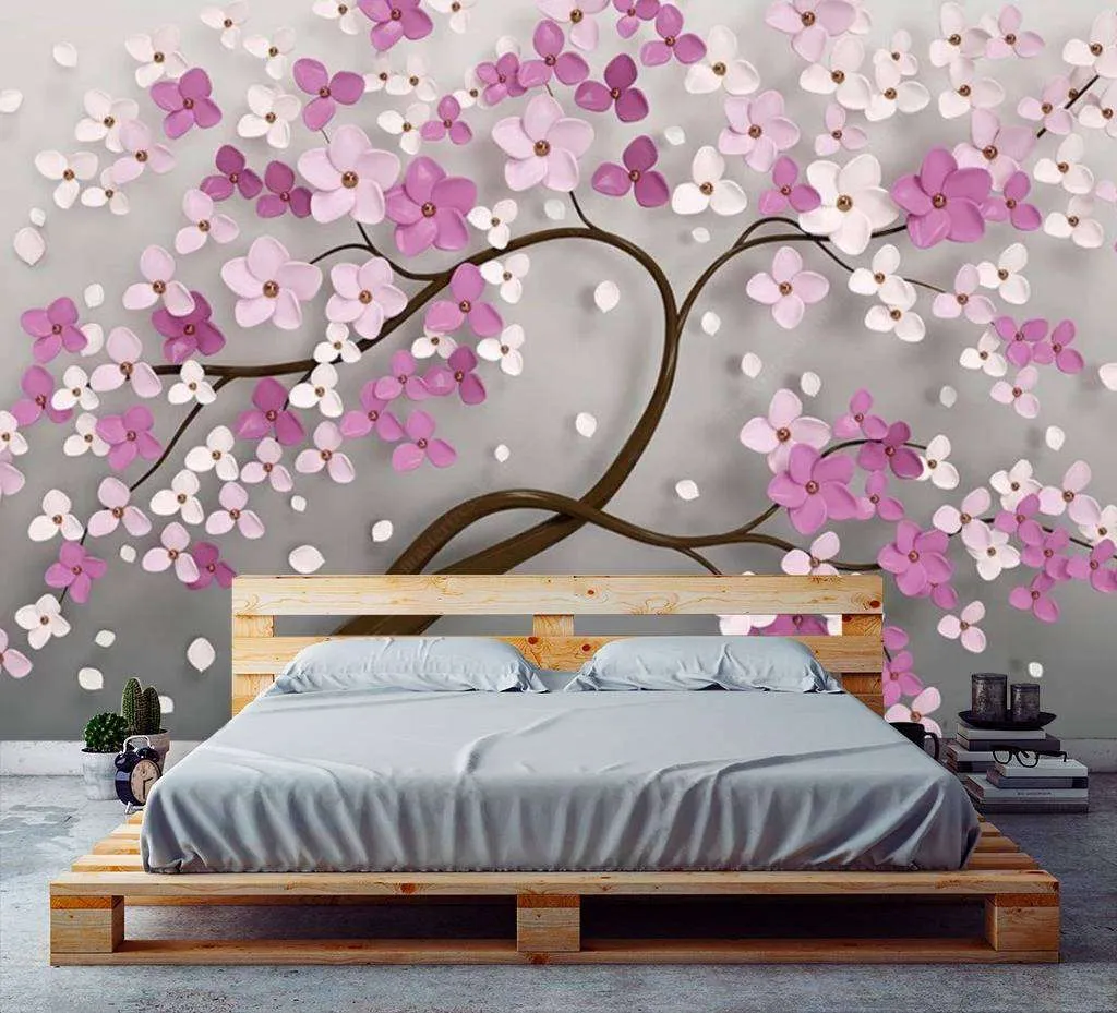 Фотообои в интерьере сиреневое дерево  15-596 фото