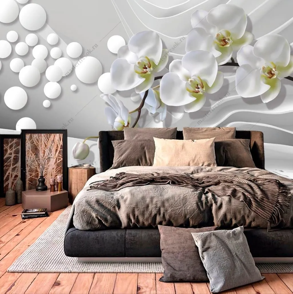 Фотообои в интерьере орхидея 3д  10-892 фото
