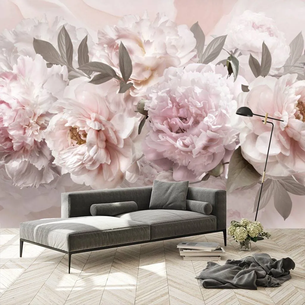 Фотообои в интерьере пышные пионы  13-086 фото