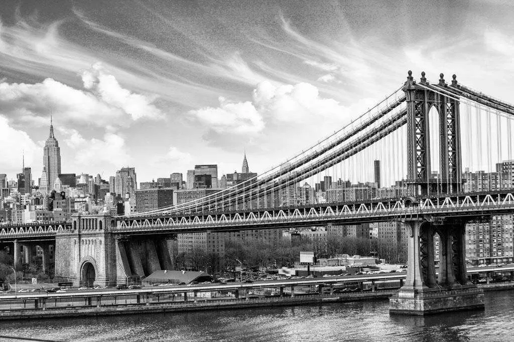 Фотообои в интерьере мост черно белый до бруклина  9-811 фото