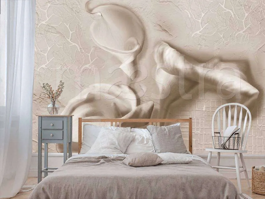 Фотообои объемные каллы из лепнины  7-501