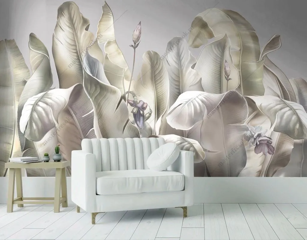 Фотообои в интерьере листья бананового дерева  13-561 фото