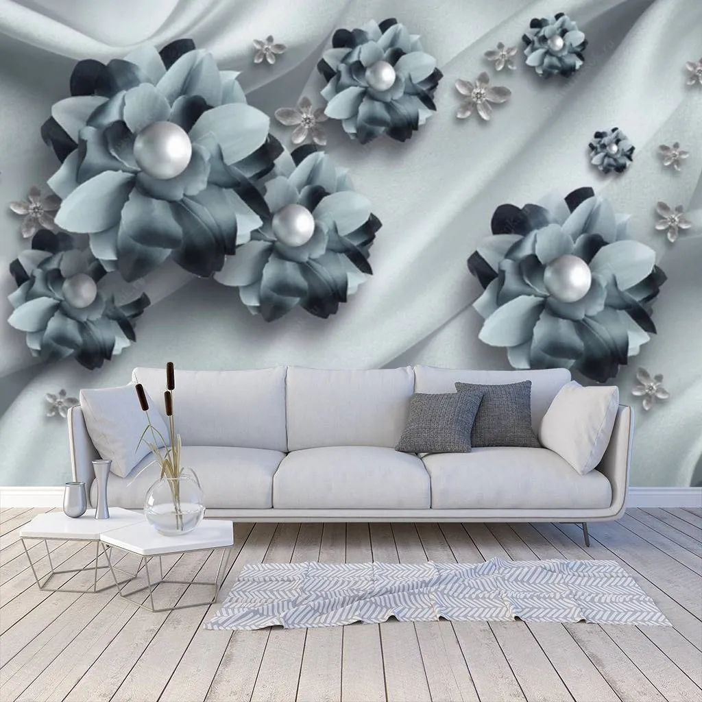 Фотообои Цветы на бирюзовых волнах  15-790