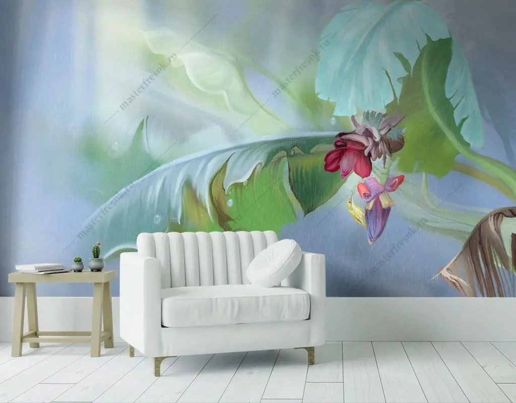 Фотообои в интерьере лист пальмы 3д  13-379 фото