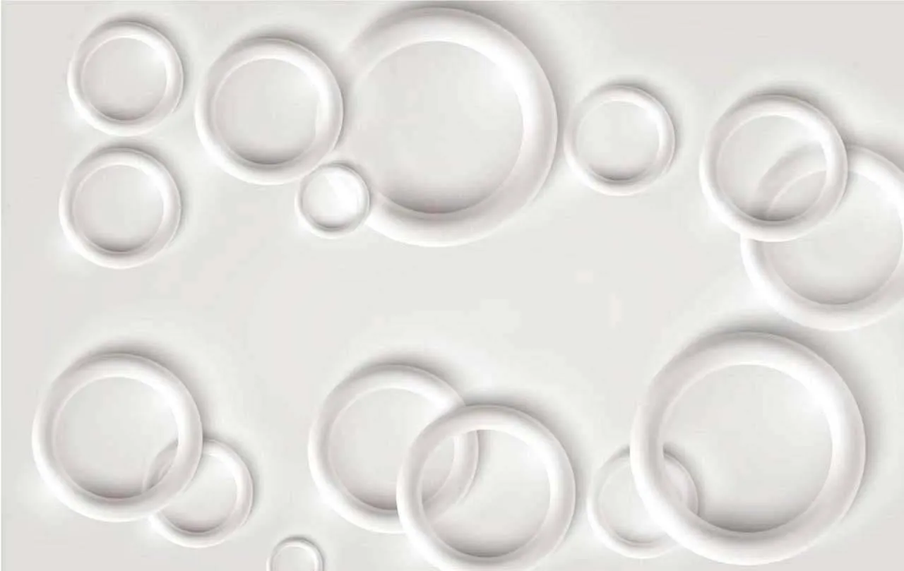 Фотообои в интерьере 3д круги на сером фоне  10-470 фото