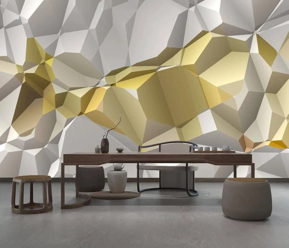 Фотообои Золотая полигональная текстура  16-092