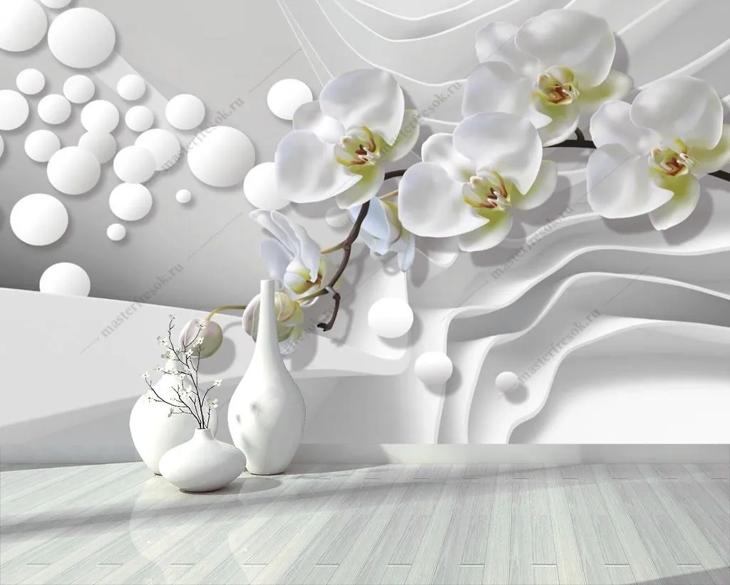 Фотообои в интерьере орхидея 3д  10-892 фото