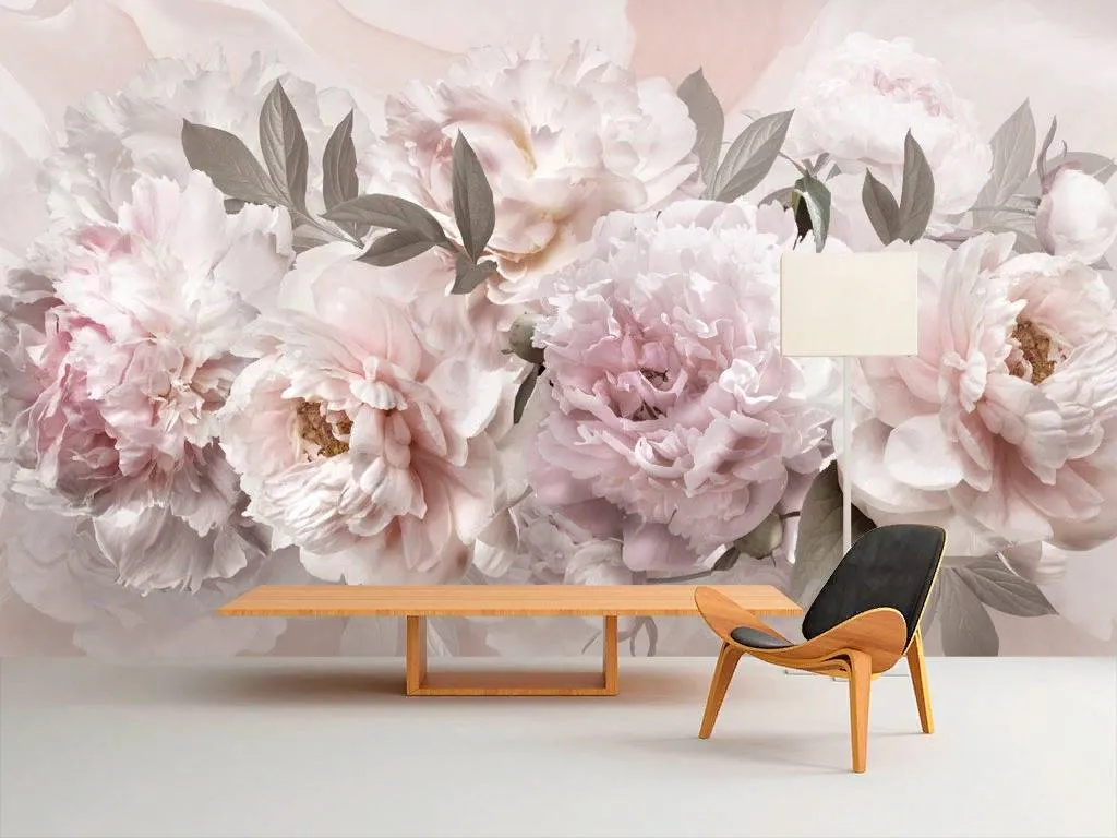 Фотообои в интерьере пышные пионы  13-086 фото