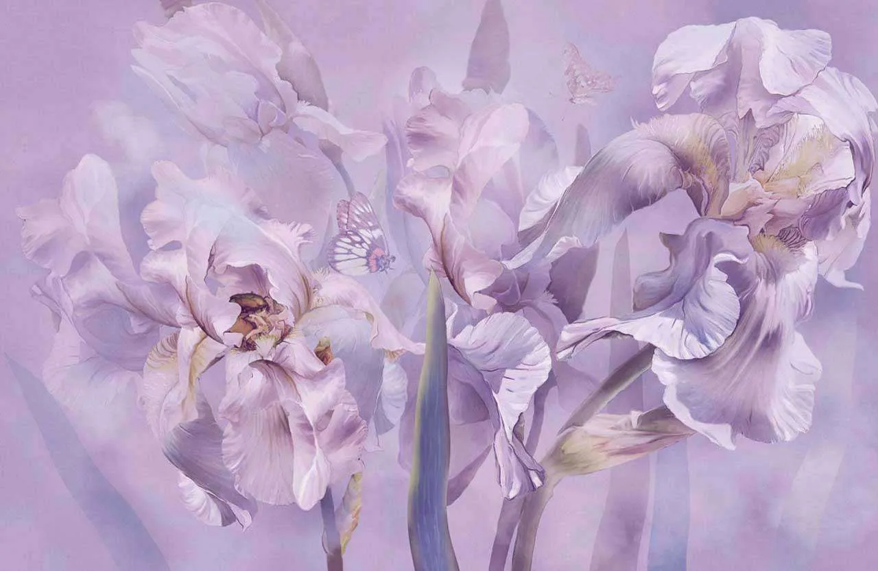 Фотообои в интерьере сиреневые ирисы  13-180 фото