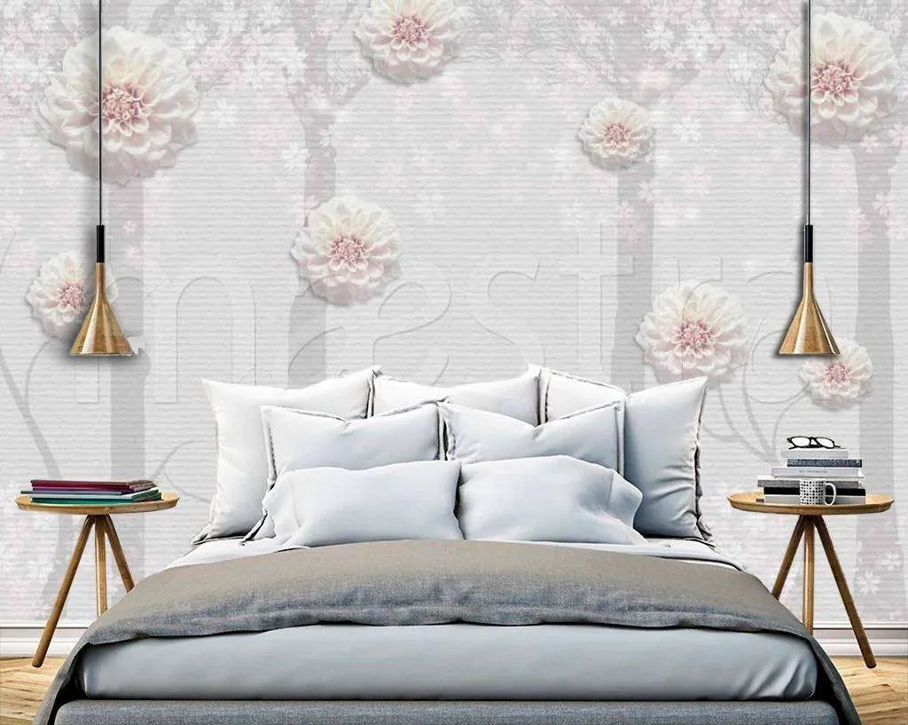 Фотообои Стереоскопические деревья с нежными цветами  7-488