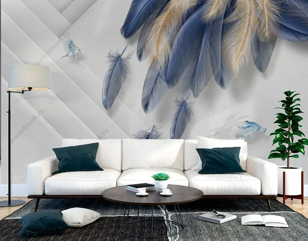 Фотообои Синие перья  9-1668