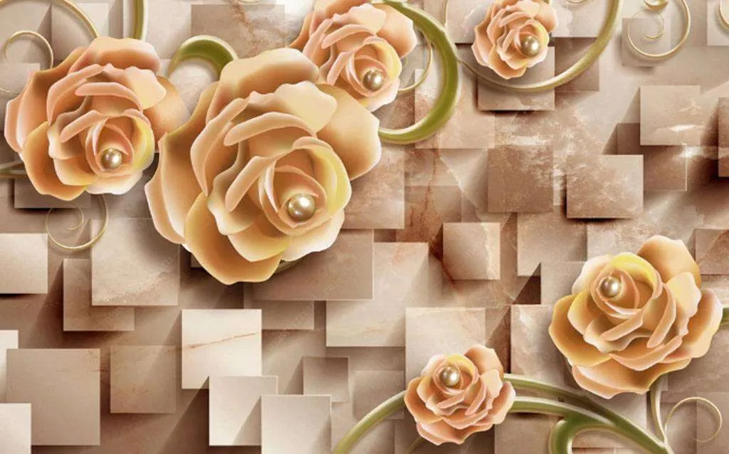 Фотообои в интерьере жемчужная роза  15-786 фото