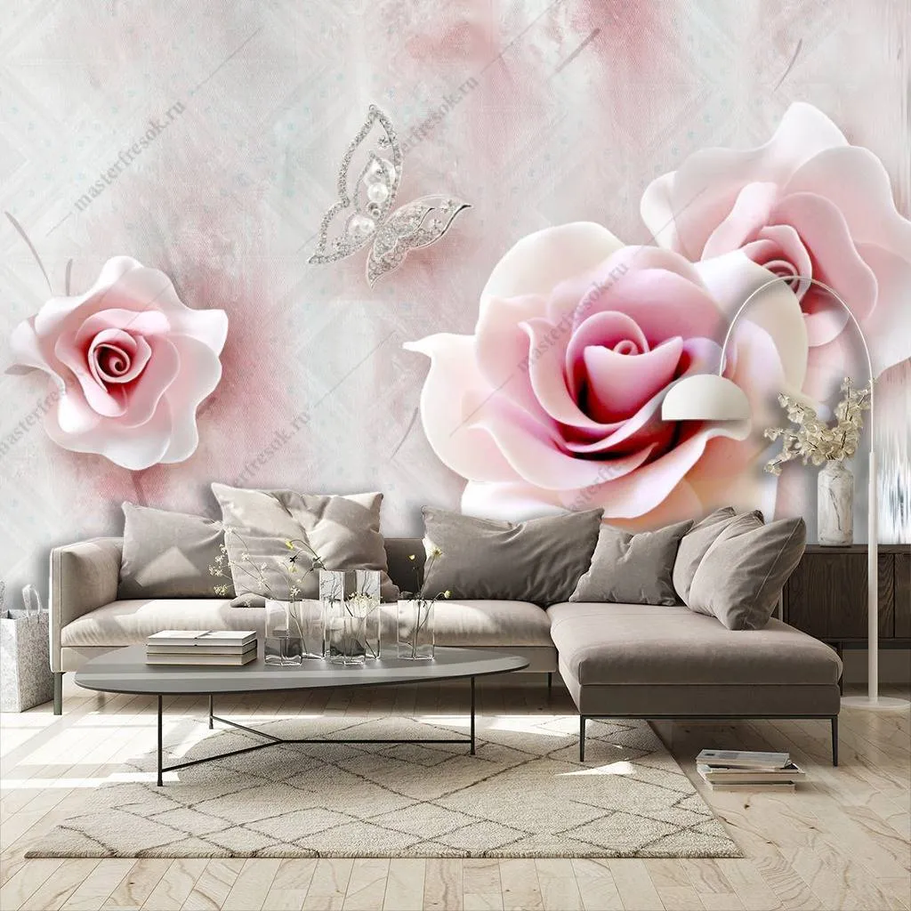 Фотообои 3д розы нежные  10-663