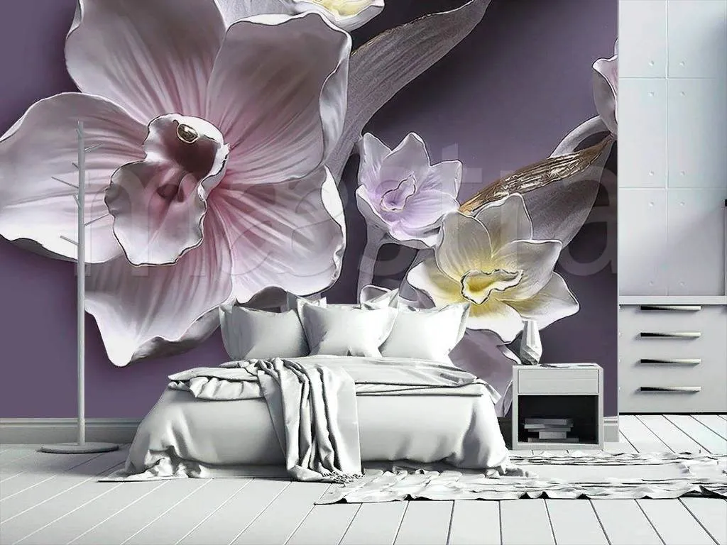 Фотообои в интерьере орхидеи 3д  7-811 фото