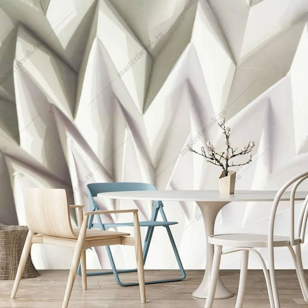 Фотообои в интерьере 3д светлая геометрия  10-786 фото