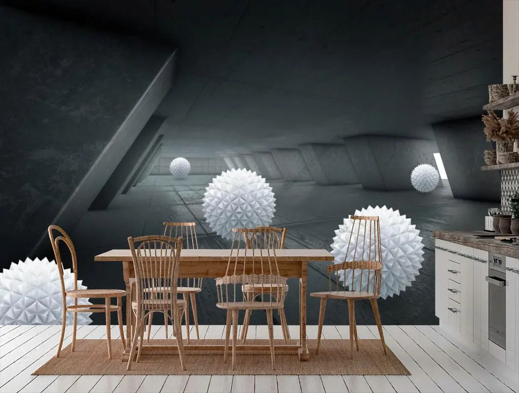 Фотообои в интерьере черный фон 3д  10-913 фото