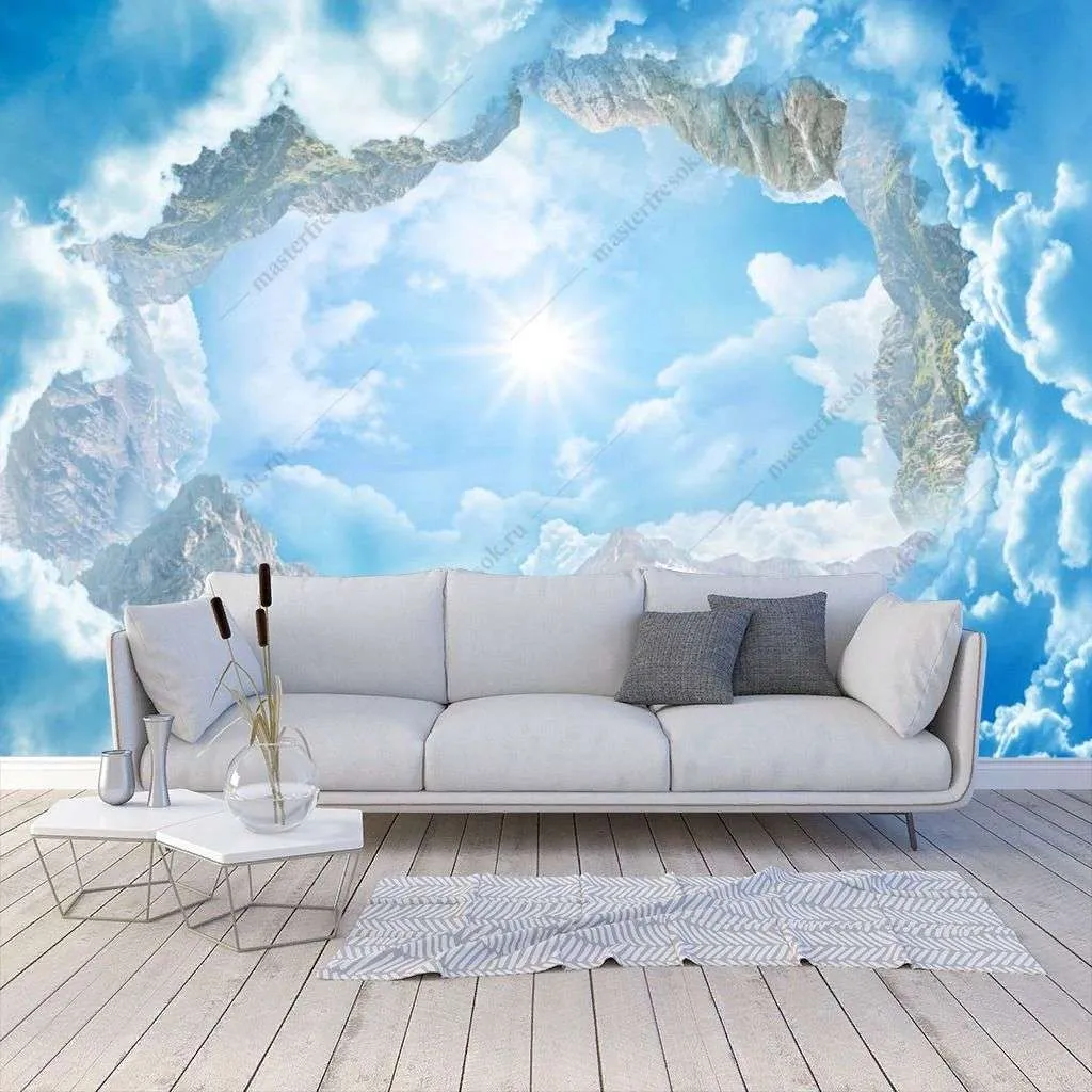 Фотообои в интерьере небо с облаками  10-934 фото