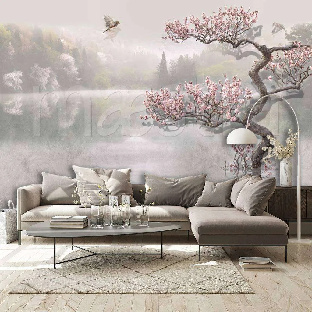 Фотообои в интерьере японский сад на берегу  7-761 фото