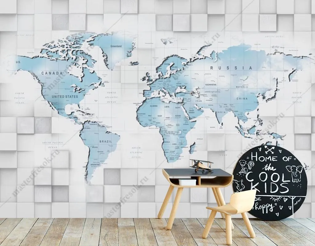 Фотообои в интерьере 3д карта  13-560 фото