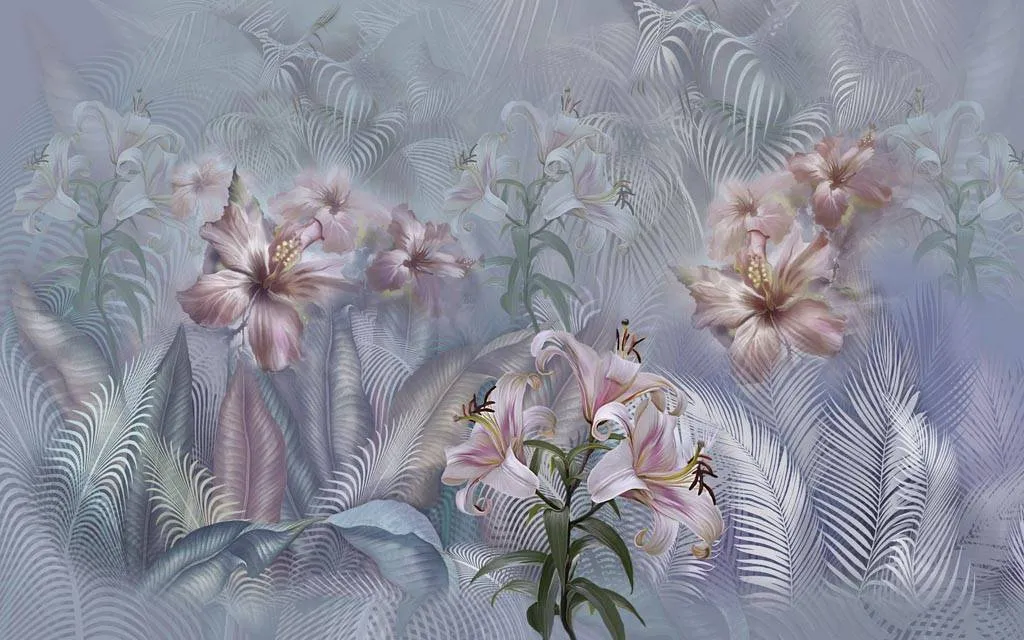 Фотообои в интерьере прекрасные лилии  13-298 фото