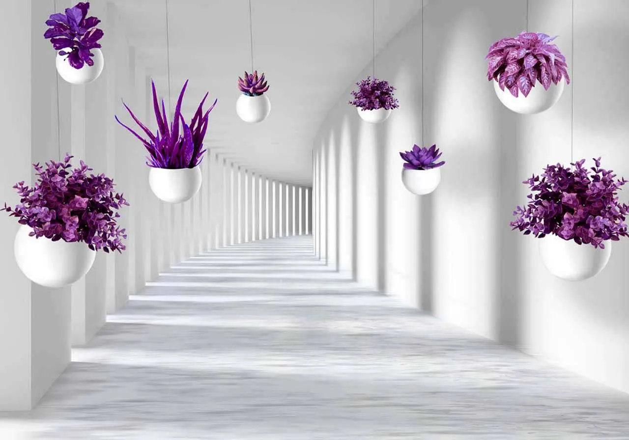 Фотообои в интерьере 3д цветы в тоннеле  10-566 фото