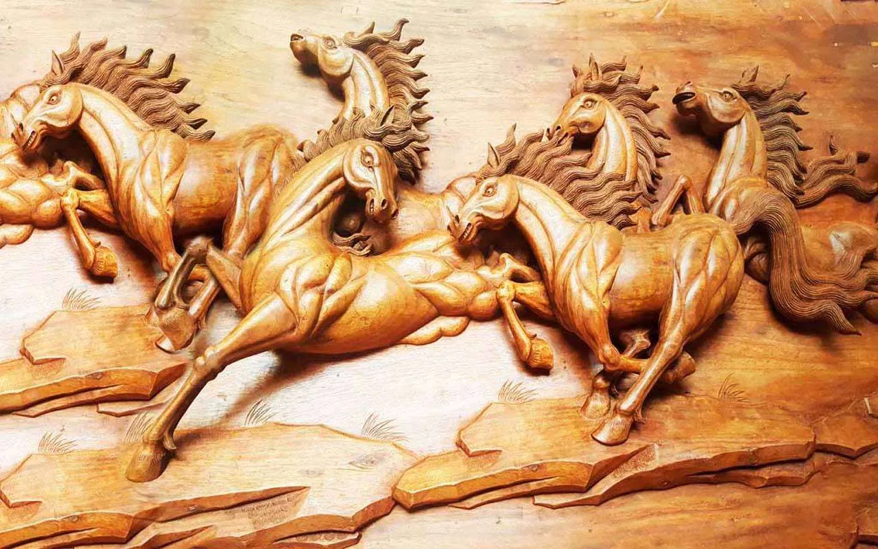 Фотообои в интерьере кони 3d  7-805 фото