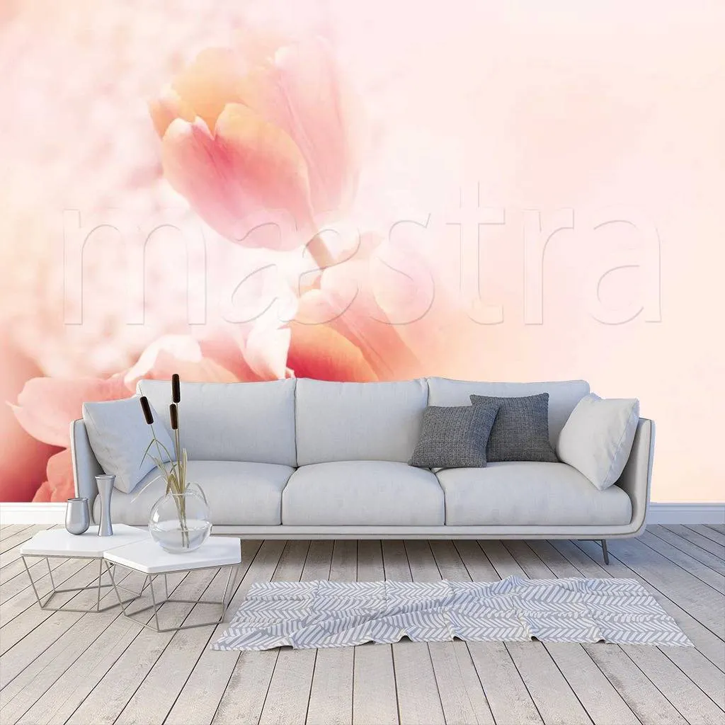 Фотообои в интерьере пышный тюльпан  10-124 фото