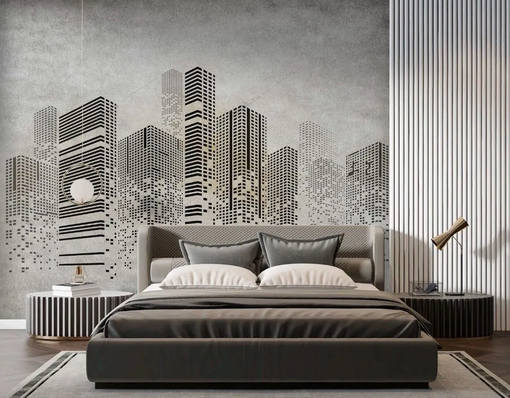 Фотообои в интерьере город тетрис  14-549 фото