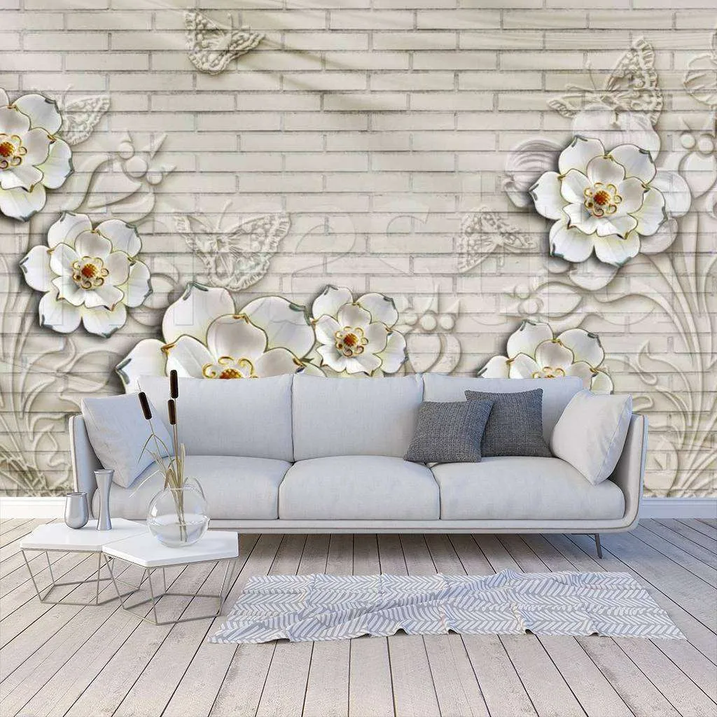 Фотообои в интерьере цветы из фарфора  10-404 фото
