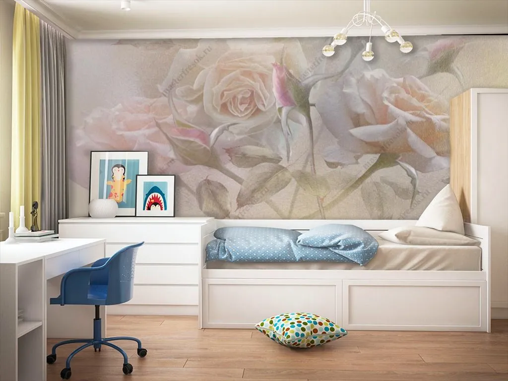 Фотообои в интерьере розы в тумане  13-429 фото