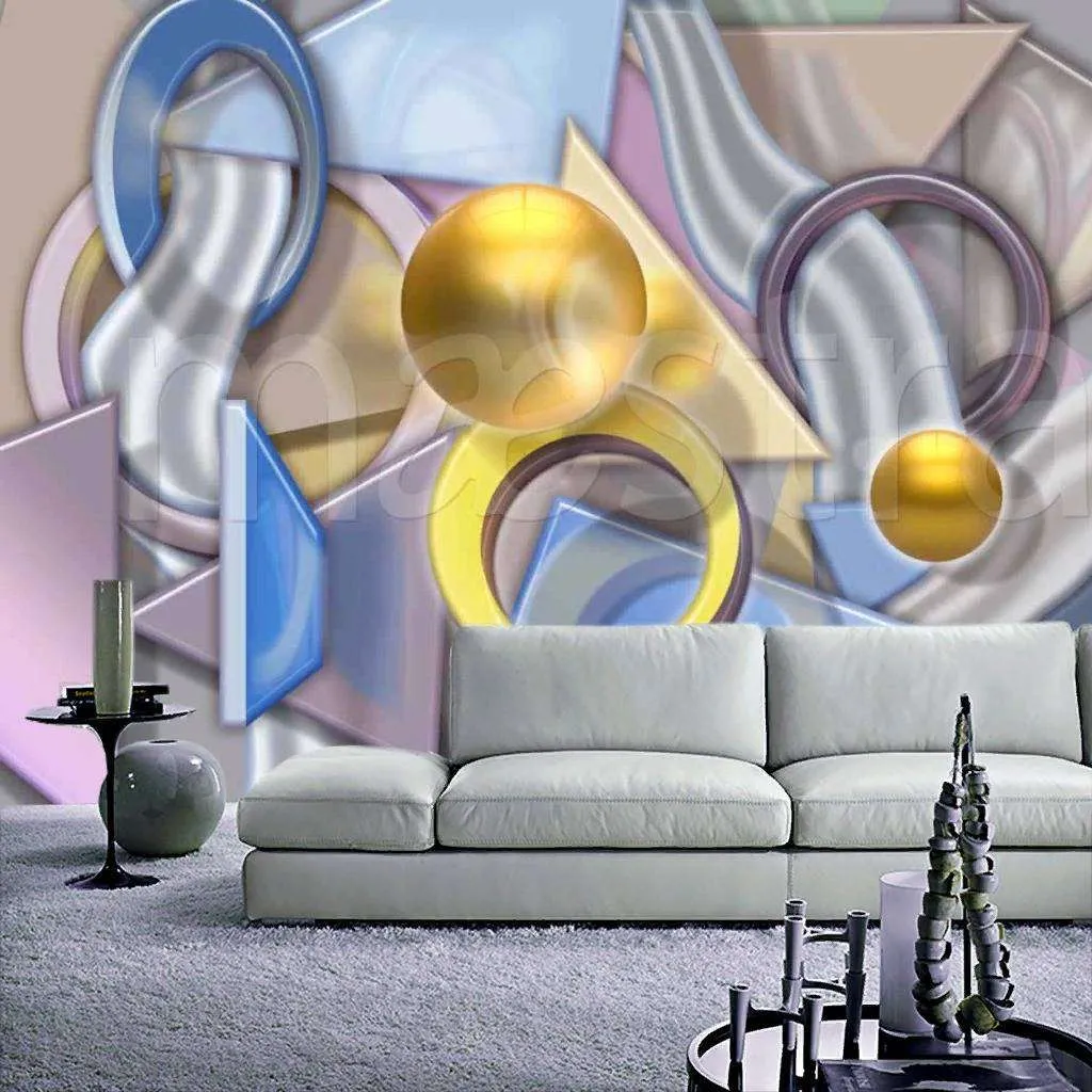 Фотообои в интерьере абстракция геометрическая  7-710 фото