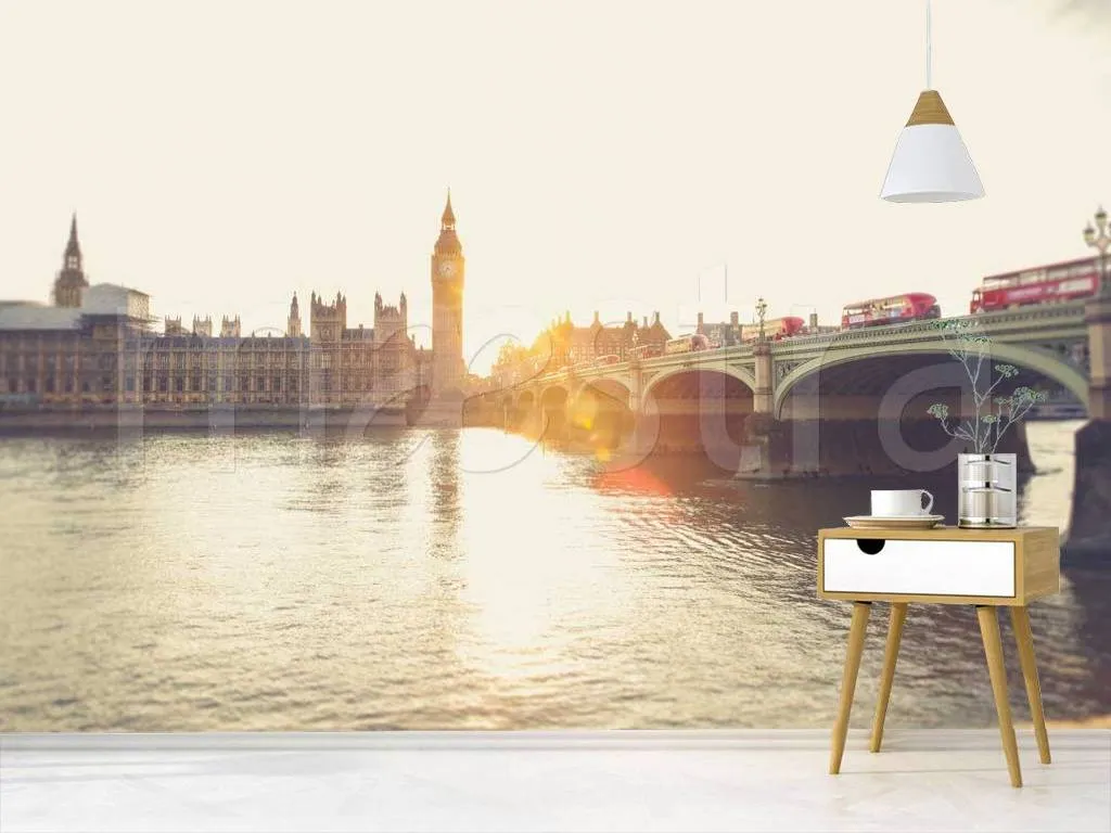 Фотообои в интерьере лондон в утренней дымке  9-449 фото